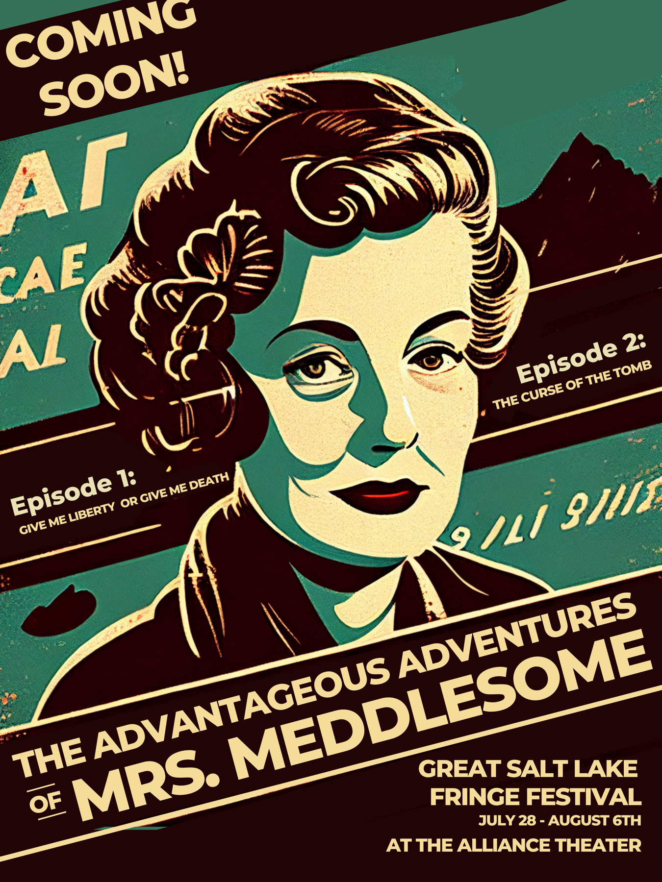 Vintage-style Mrs. Meddlesome production poster